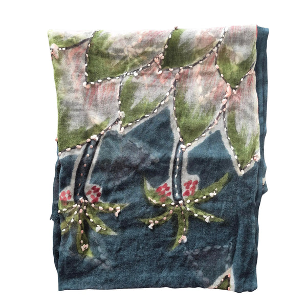 Charcoal Palm Wool Scarf