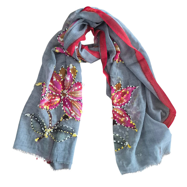 Lilly Red/ Grey Wool Scarf