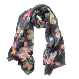 Poppy Charcoal Wool Scarf