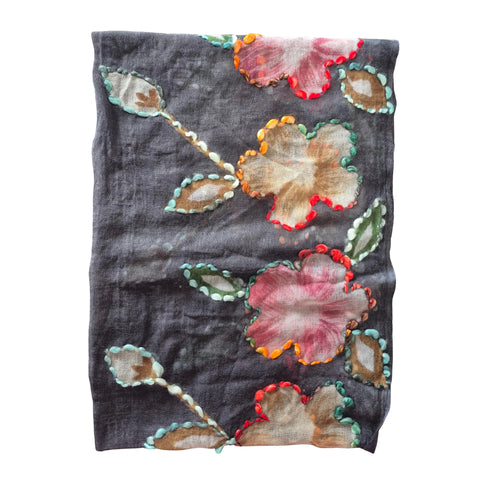 Poppy Charcoal Wool Scarf
