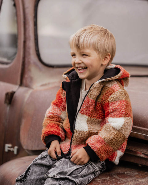 Mr Fox Check Sherpa Coat