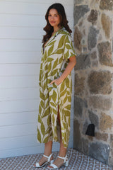 Tropical Leaf Dress Green