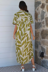 Tropical Leaf Dress Green