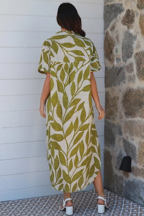 Tropical Leaf Dress Green