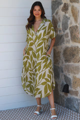 Tropical Leaf Dress Green