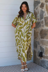 Tropical Leaf Dress Green