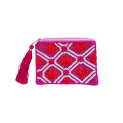 Zoda Fuchsia Pink  Beaded Clutch