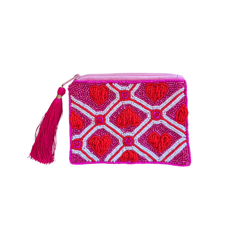 Zoda Fuchsia Pink  Beaded Clutch