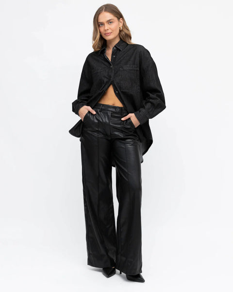 White Closet-RELAXED FIT CO-ORD DENIM JACKET - BLACK