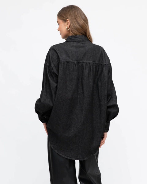 White Closet-RELAXED FIT CO-ORD DENIM JACKET - BLACK