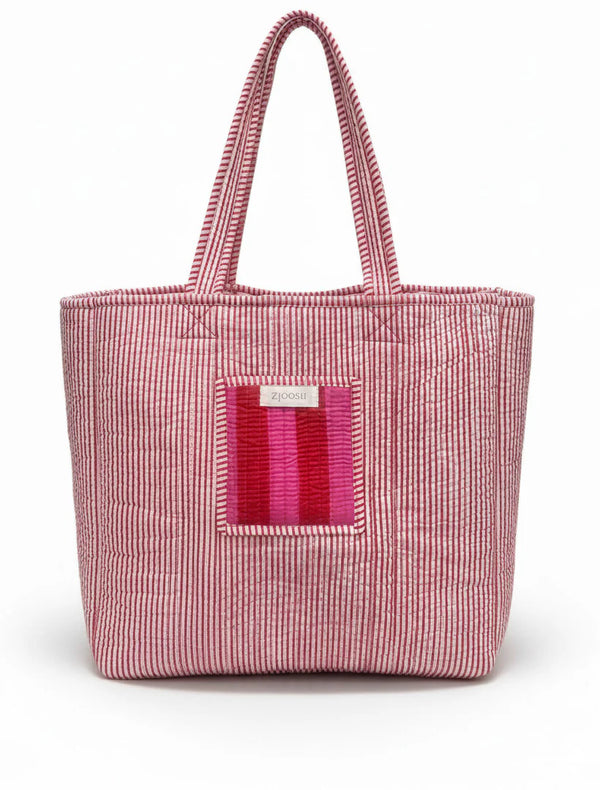 Isola Bella Tote Pink Red Stripes