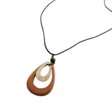 Wooden Teardrop Pendant Necklace Shell
