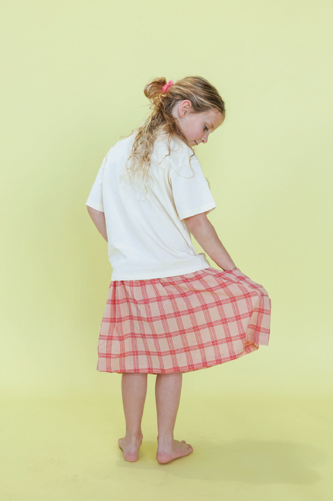 Tomato Cotton Check Skirt