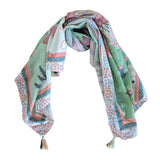 ZODA Pure Cotton scarf-Green Floral