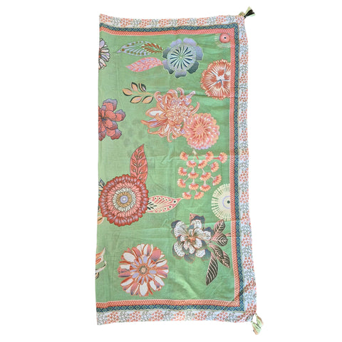ZODA Pure Cotton scarf-Green Floral