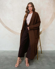 Ebby & I - LONGLINE KNIT CARDIGAN Chocolate