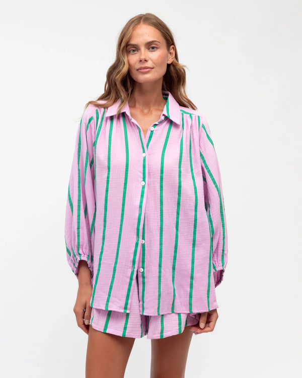Pin Stripe Shirt Pink Emerald