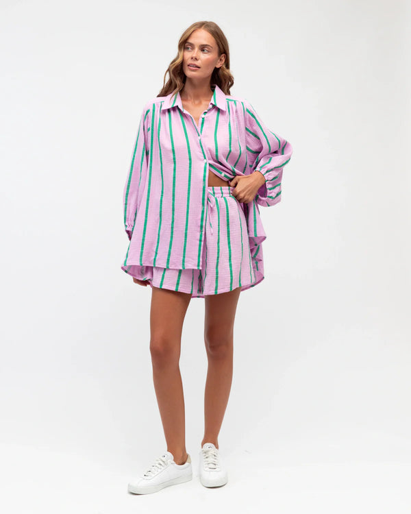 Pin Stripe Shirt Pink Emerald