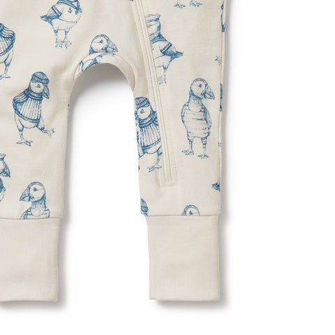 Wilson & Frenchy Petit Puffin Organic Zipsuit with Feet