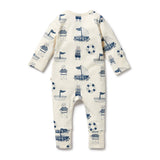 Wilson & Frenchy Nautical Bear Organic Zipsuit with Feet