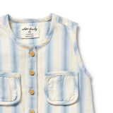 Deep Blue Stripe Organic Growsuit