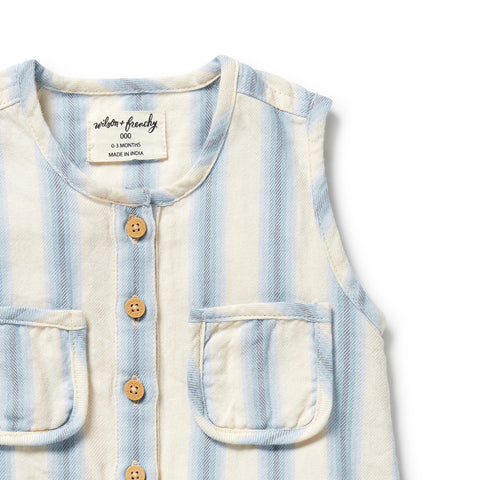 Deep Blue Stripe Organic Growsuit