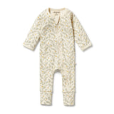 Baby onesie with floral pattern on a white background