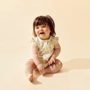 Lemon Leaf Organic Ruffle Zipsuit