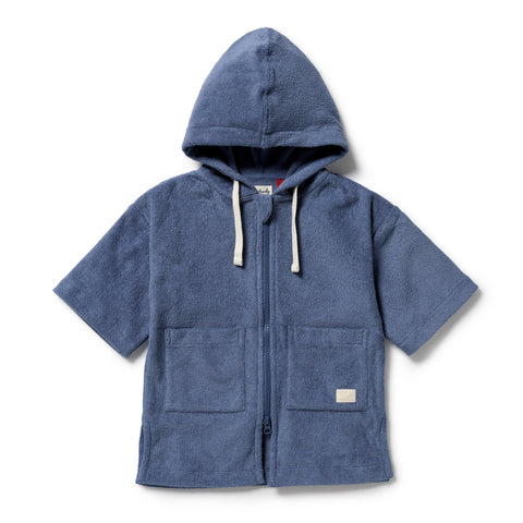 Deep Blue Organic Terry Hooded Towel