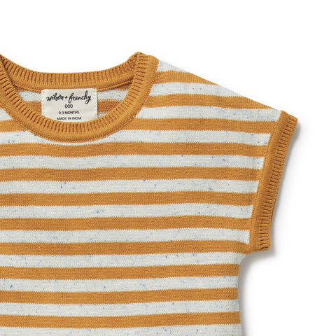 Golden Wave Stripe Organic Knitted Growsuit