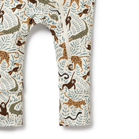 Mini Jungle Organic Zipsuit with Feet