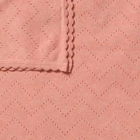 Petal Pink Organic Knitted Pointelle Blanket