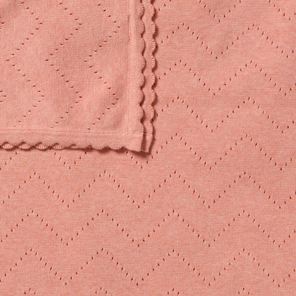 Petal Pink Organic Knitted Pointelle Blanket