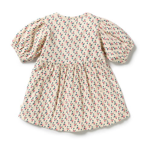 Little Blossom Organic Crinkle Button Dress