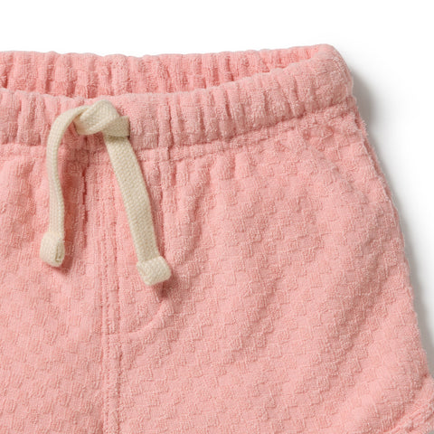 Petal Pink Check Organic Terry Tie Short