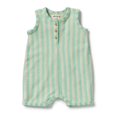 Seafoam Stripe Organic Terry Growsuit