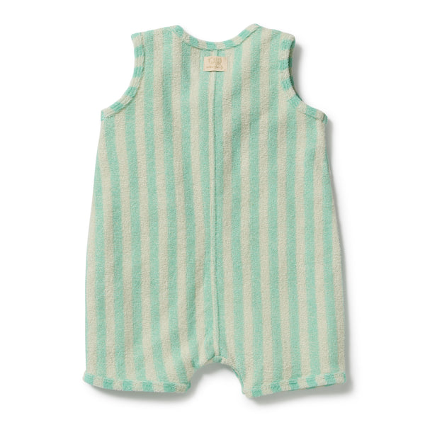 Seafoam Stripe Organic Terry Growsuit