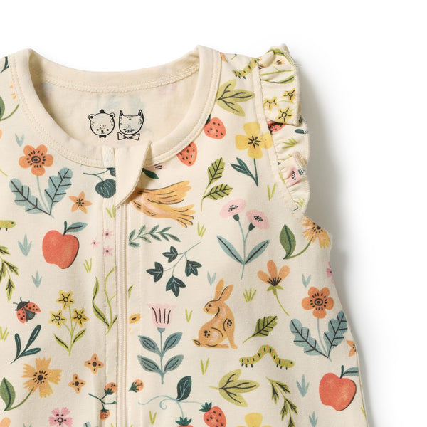 Summer Garden Organic Ruffle Zipsuit