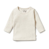 Organic Stripe Rib Long Sleeved Top - Oatmeal