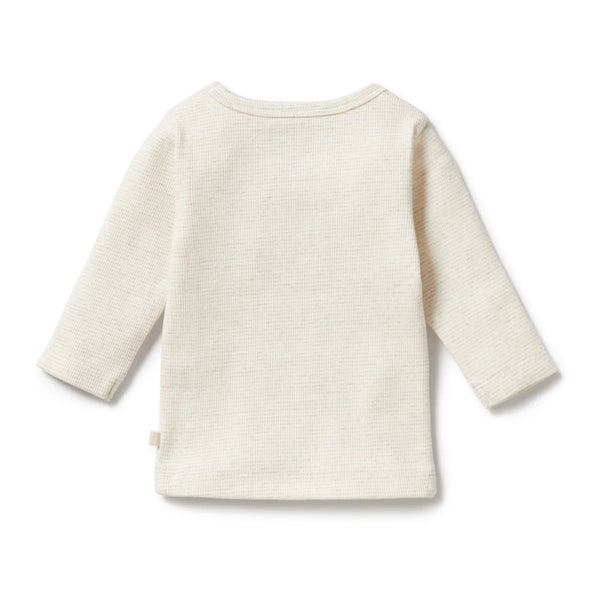 Organic Stripe Rib Long Sleeved Top - Oatmeal