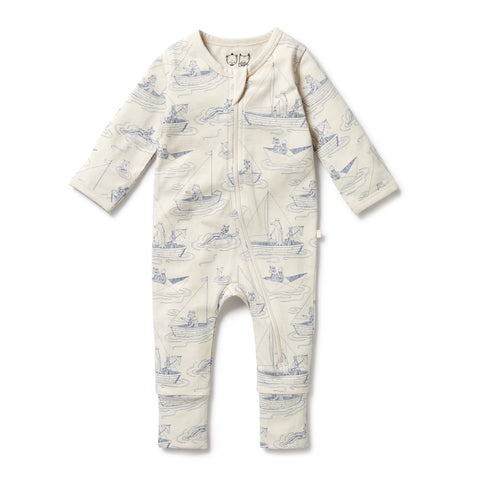 Wilson & Frenchy-Organic Zipsuit with Feet - Sail Away