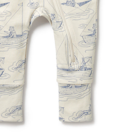 Wilson & Frenchy-Organic Zipsuit with Feet - Sail Away