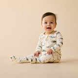 Woolly Whales Organic Zipsuit with Feet