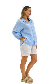 Isla Linen Blouse-Ice Blue