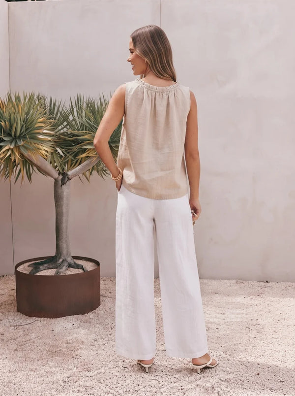Linen Flax Top-Apricot