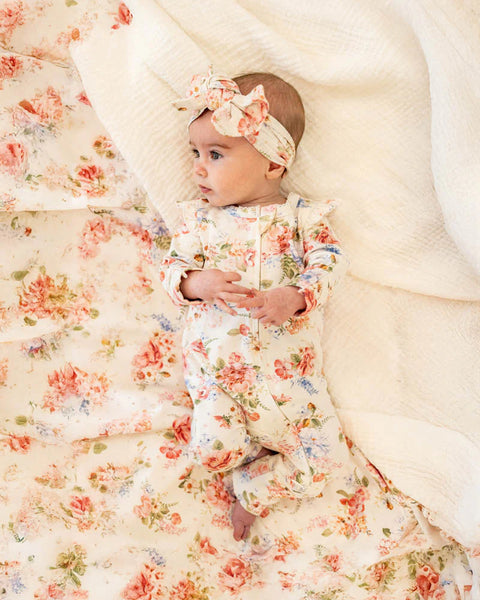 Bebe by Minihaha-ANYA BLOOM PRINT ORGANIC LS ZIPSUIT