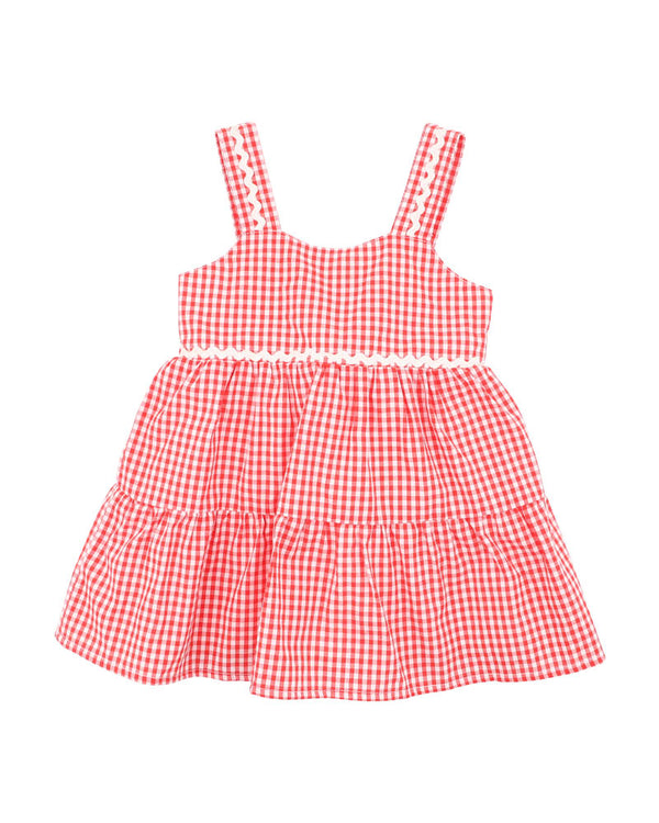 FESTIVE GINGHAM DRESS RED