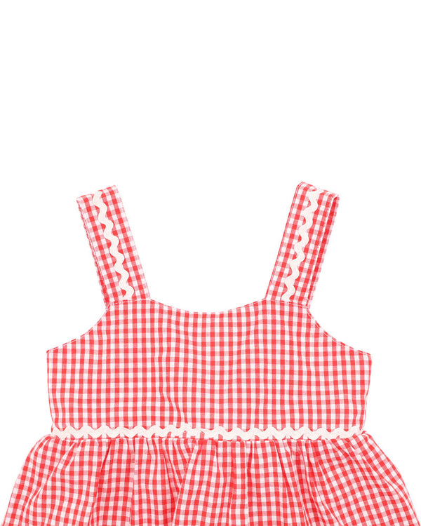 FESTIVE GINGHAM DRESS RED