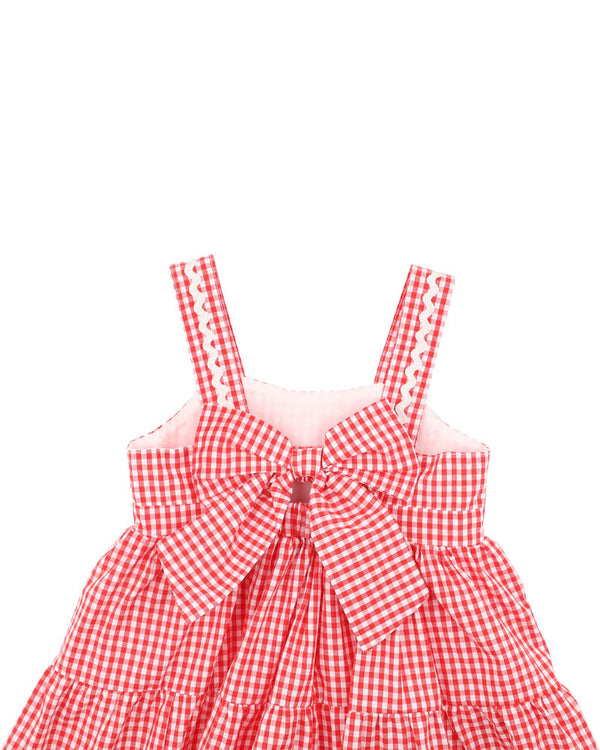 FESTIVE GINGHAM DRESS RED