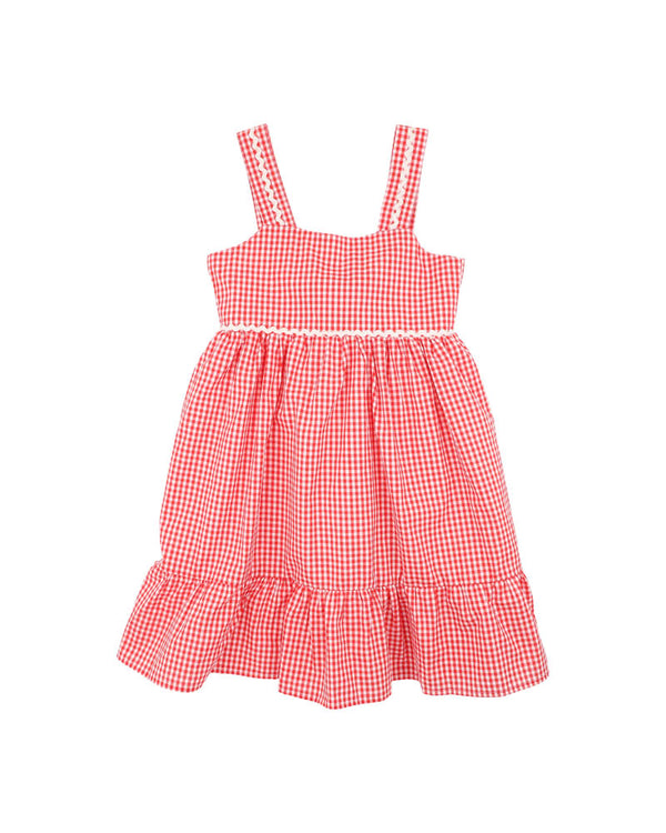 FESTIVE GINGHAM DRESS RED